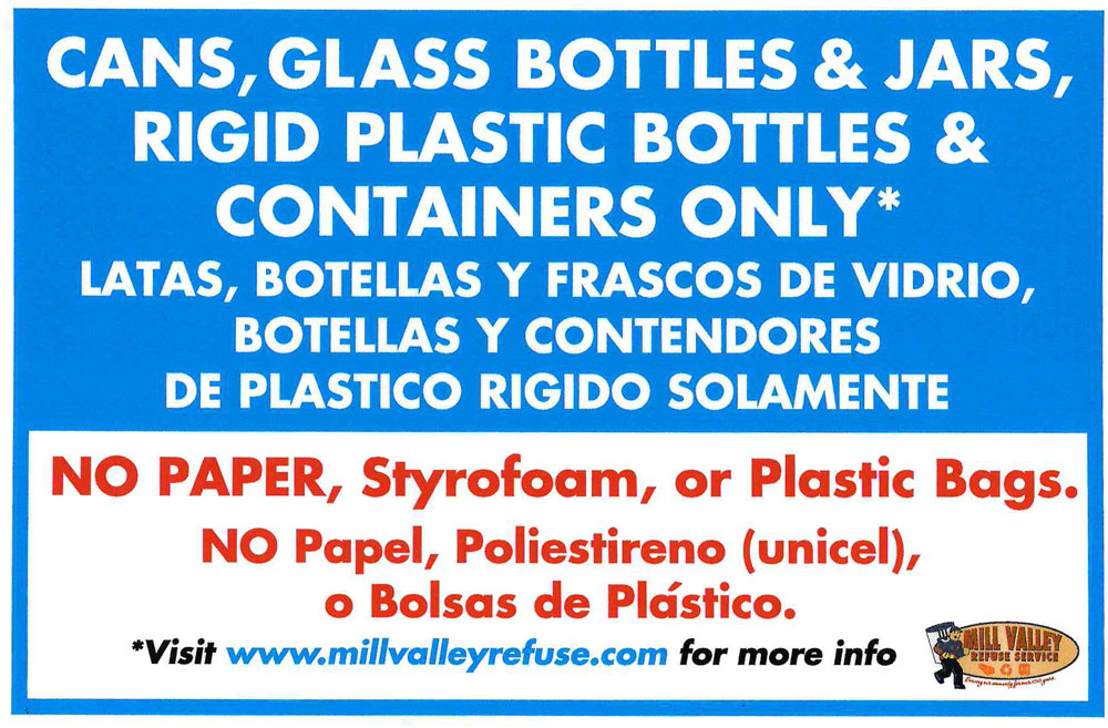 Mill Valley Refuse Apartment Container Recycle Label