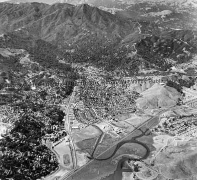 Aerial view of original Mill Valley Refuse location on Miller Ave.