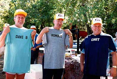 MVRS owners in 1985 holding up t-shirts with their names on them