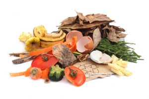 Organics recycling materials in a pile