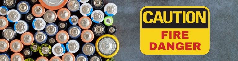 Header Image of Batteries with Fire Danger Warning