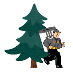 Illustration of garbage man with tree
