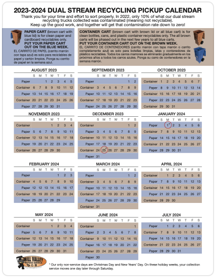 MVRS 23-24 Recycling Collection Schedule Thumbnail