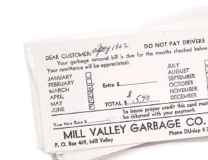 Picture of a Mill Valley Garbage Company Bill from 1962