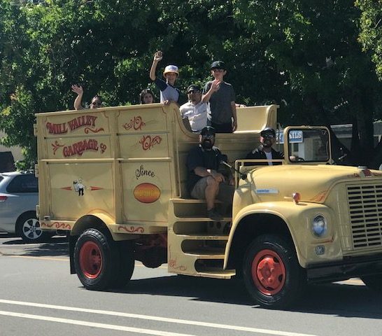 Mill Valley Refuse vintage garbage truck in the City of Mill Valley parade 2025